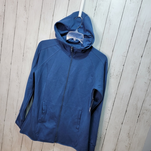 New! Tek Gear Women's Blue Athletic Knit Full Zip Jacket Size Medium. - Picture 2 of 9